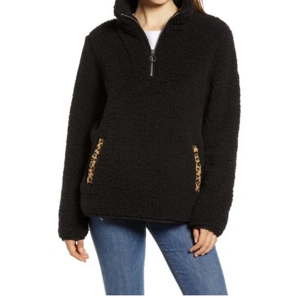 Thread & Supply Wubby Fleece Pullover XS Black Leopard - Picture 1 of 6